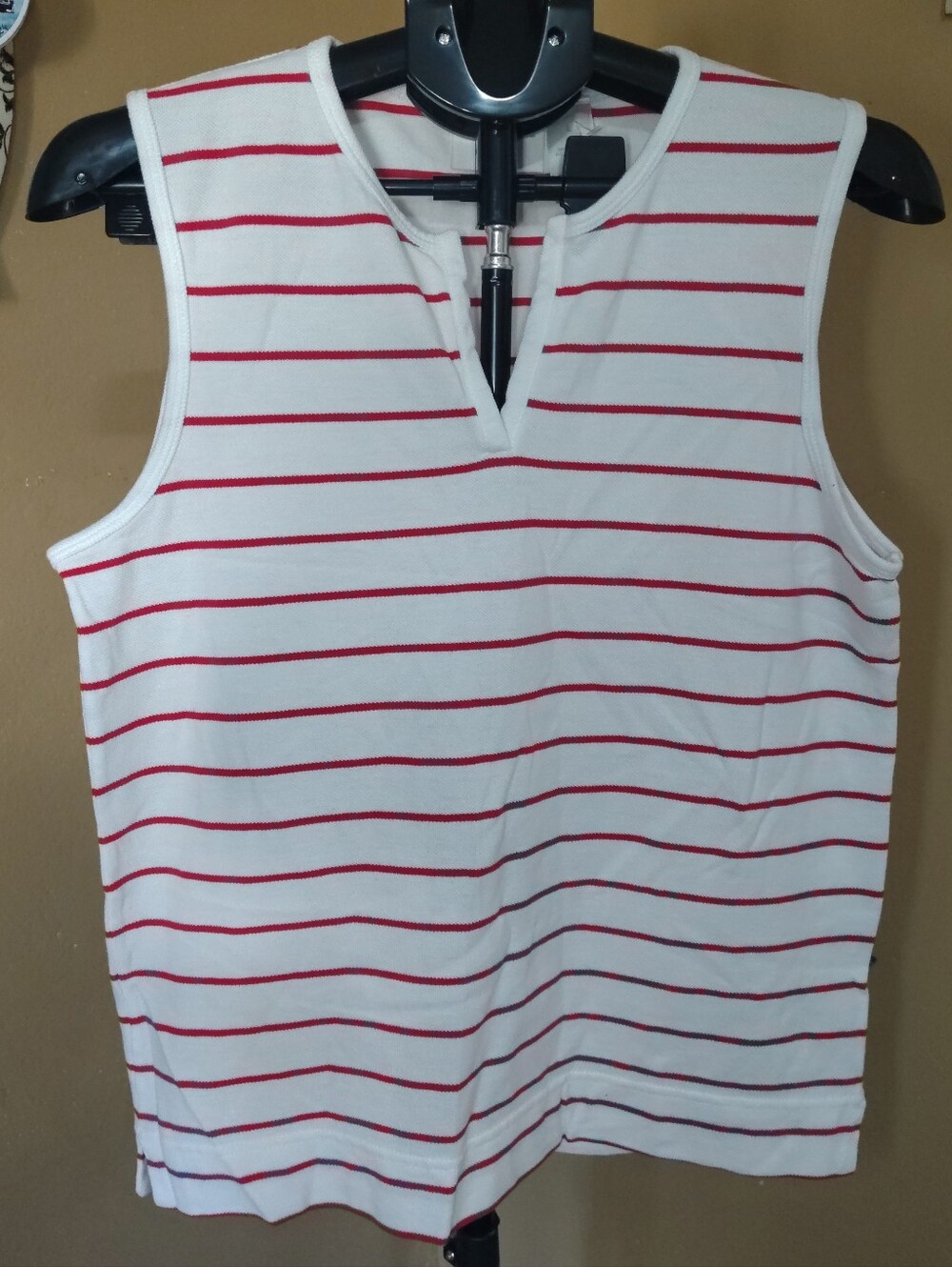 Liz Claiborne White Tank Top with Red Stripes